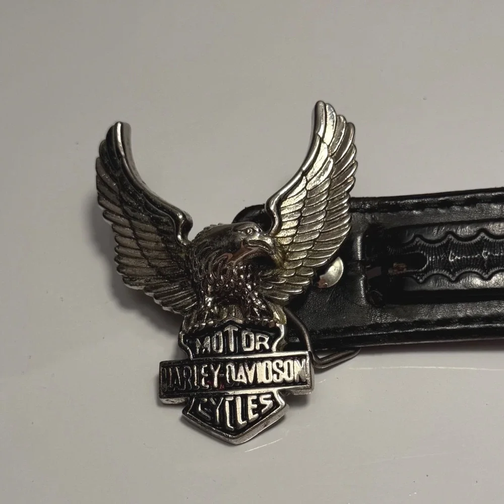 Vintage 1983 Harley Davidson Eagle Belt Buckle Solid Brass Baron Taiwan Black